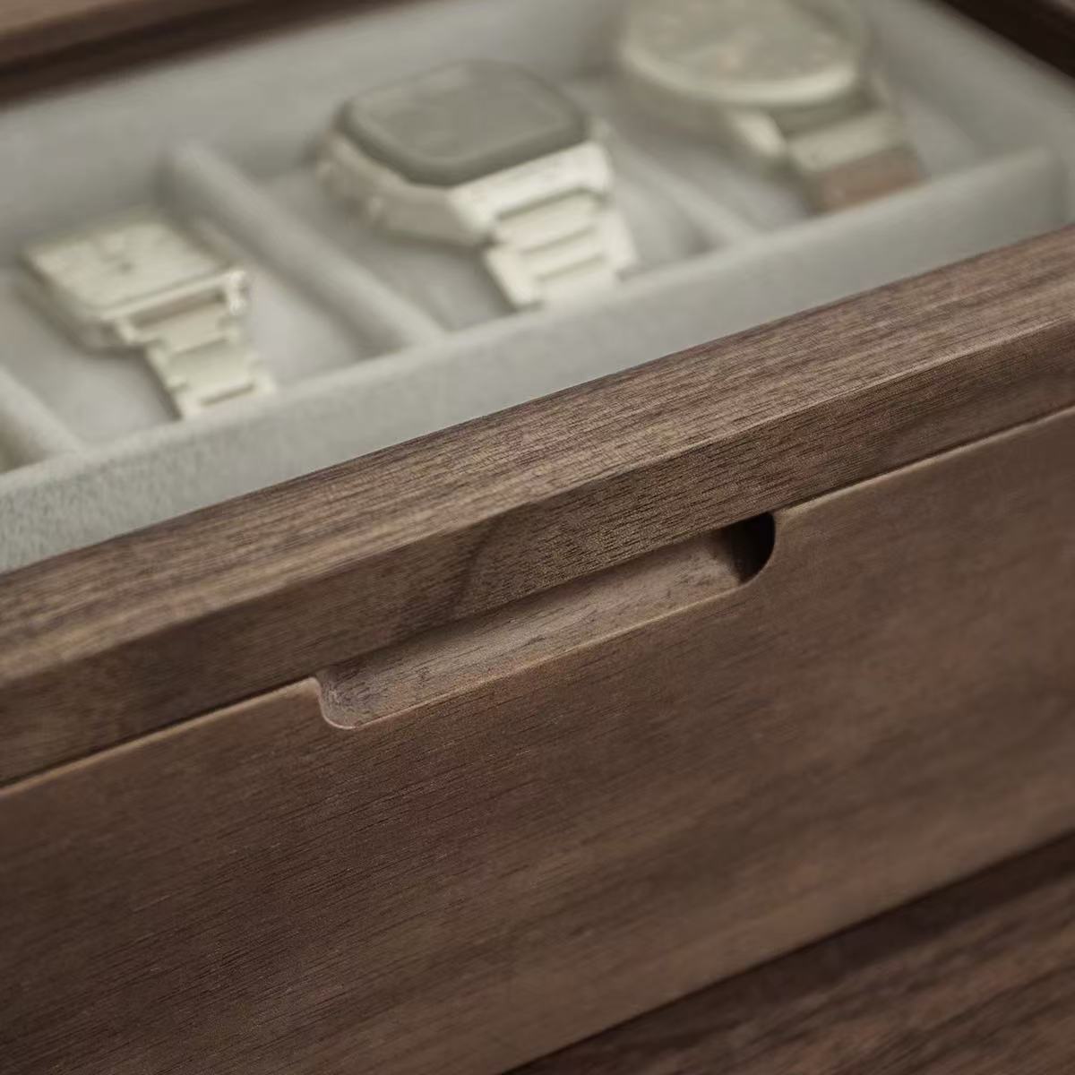 Rerlaur Stefan Walnut Watch Collection Box with Glass Top