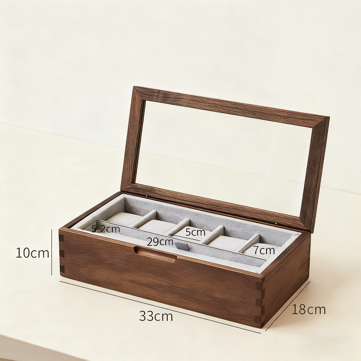Rerlaur Stefan Walnut Watch Collection Box with Glass Top