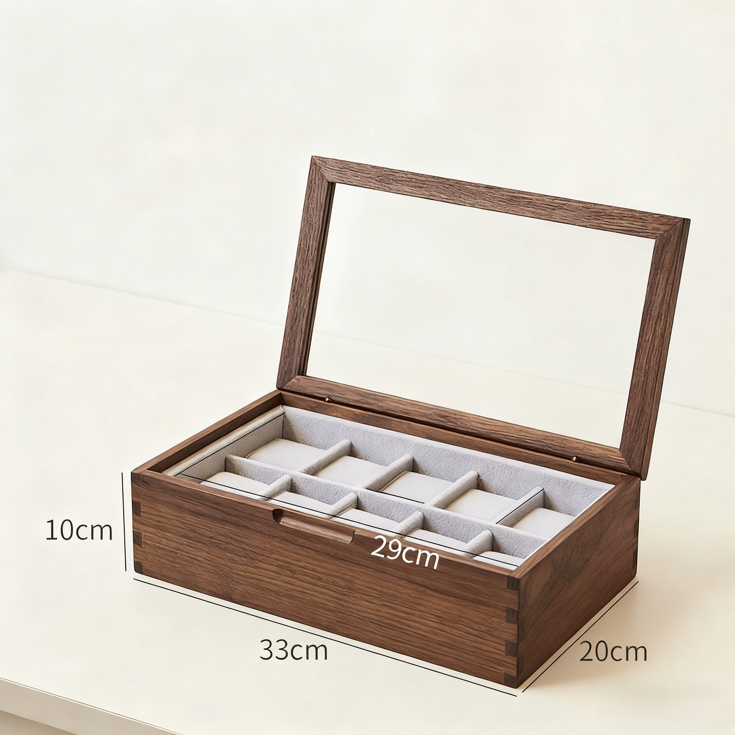 Rerlaur Stefan Walnut Watch Collection Box with Glass Top