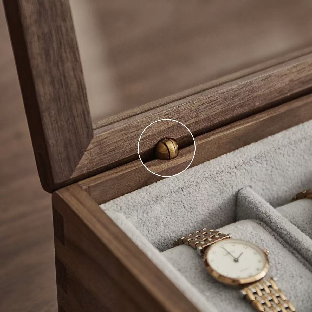 Rerlaur Stefan Walnut Watch Collection Box with Glass Top