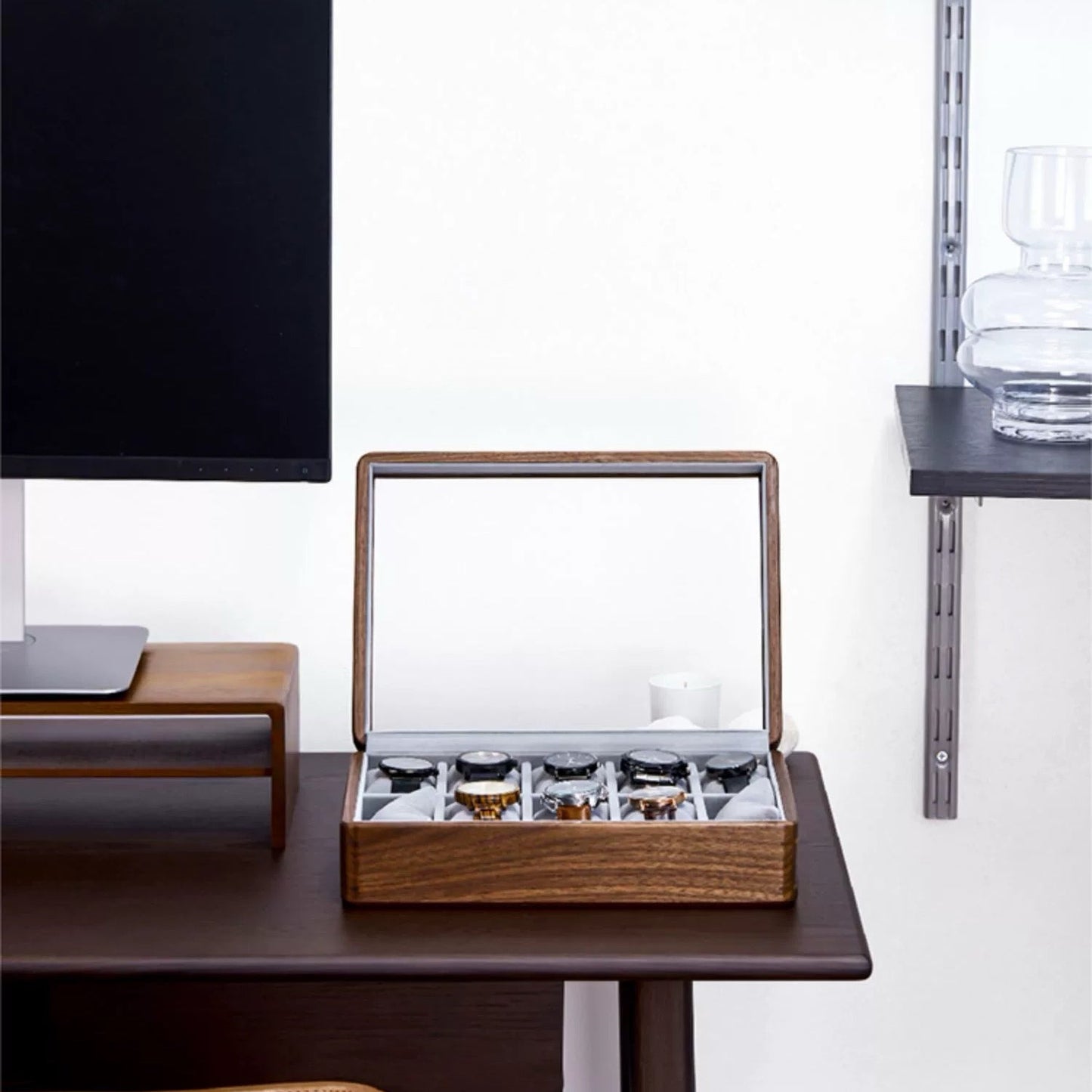 Rerlaur Winston Minimalist Walnut Watch Storage Case