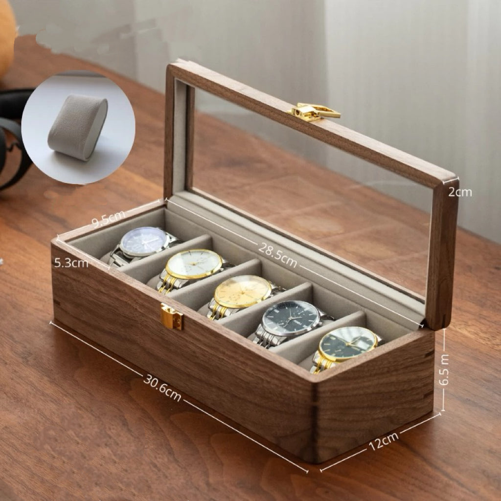 Rerlaur Oskar Walnut Watch Collection Box with Glass Top