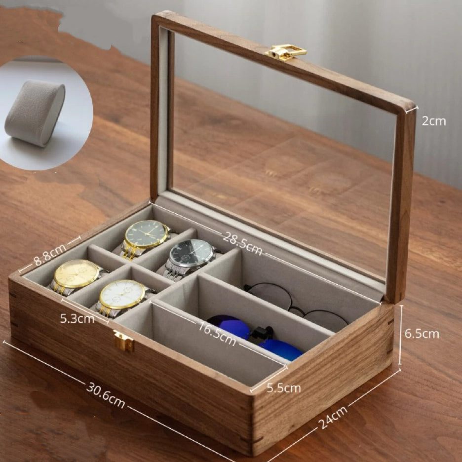 Rerlaur Oskar Walnut Watch Collection Box with Glass Top