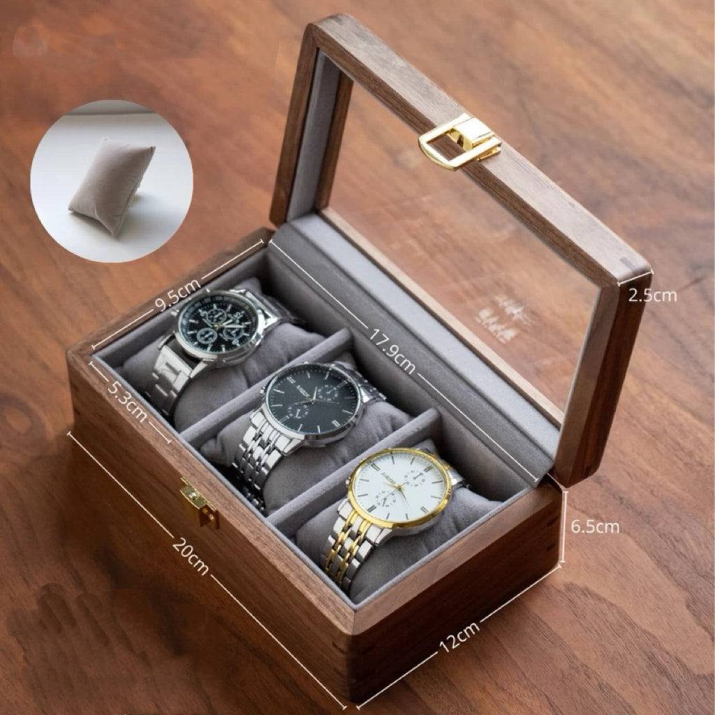 Rerlaur Oskar Walnut Watch Collection Box with Glass Top