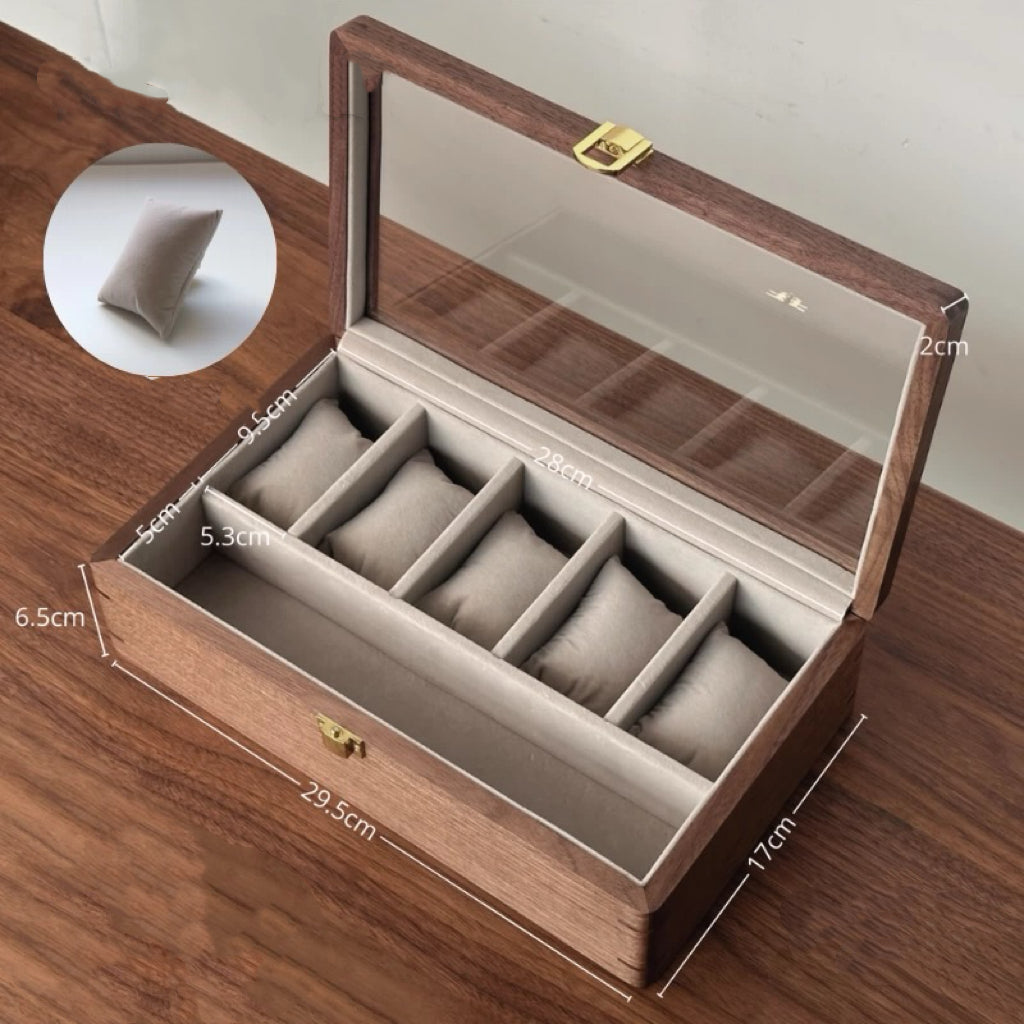 Rerlaur Oskar Walnut Watch Collection Box with Glass Top